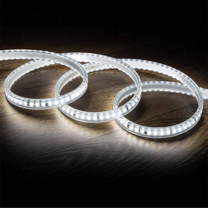 Striscia 120 led 3535 1 metro per interno ed esterno strip led flessibile 12 watt 220v luce fredda calda naturale IP65 - enzoled