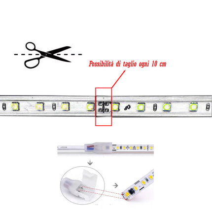 Striscia 120 led 3535 1 metro per interno ed esterno strip led flessibile 12 watt 220v luce fredda calda naturale IP65 - enzoled