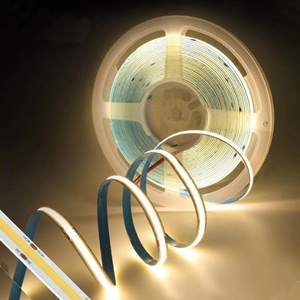 Strip led cob 24v strisci bobina 5 metri 50 watt 1600 lumen illuminazione per soggiorno cucina opne space - enzoled