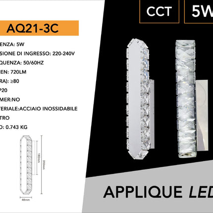 APPLIQUE DA MURO/5W/3000K-6500K - enzoled