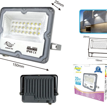 Faretto LED da Esterno Professionale 10W 20W 30W 50W 100W 200W 300W IP65, Design Slim, Impermeabile, Lunga Durata - Ideale per Giardini, Cortili e Aree Commerciali - enzoled