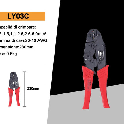 Pinza Crimpatrice per Cavi Isolati e Non 0.5-6mm² / 20-10 AWG - Strumento Professionale per Impianti Elettrici enzoled