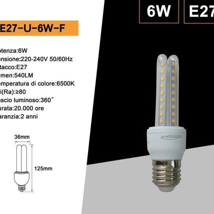 Lampadina LED Cornetto E27 6W 6500K – Durata 15.000 ore e certificazione CE enzoled
