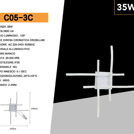 Lampada Soffitto 31W 3000K-6500K Bianca, Alluminio PVC - Illuminazione Regolabile per Casa enzoled