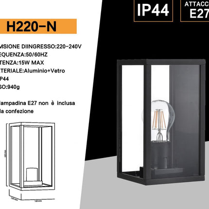 Applique da muro per esterno stile rustico lampada da parete attacco E27 per facciata terrazzo giardino enzoled