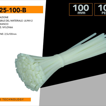 500 Fascette Stringicavo Autobloccanti in Nylon Bianco 2.5x100mm – Fissacavi Resistenti per Elettricisti e Fai da Te enzoled