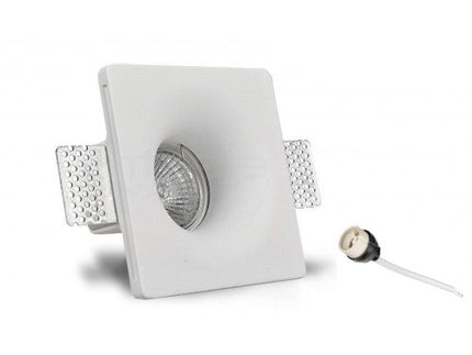 UNIVERSO PORTAFARETTO QUADRATO DA INCASSO IN GESSO VERNICIABILE PER LAMPADINE GU10 MR16 enzoled