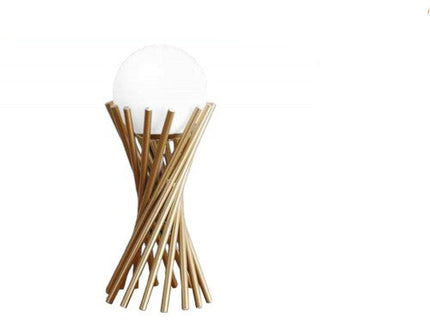 LAMPADA DA TAVOLO TUBOLARE IN BRONZO E SFERA IN VETRO ATTACCO PER LAMPADINA G9 enzoled