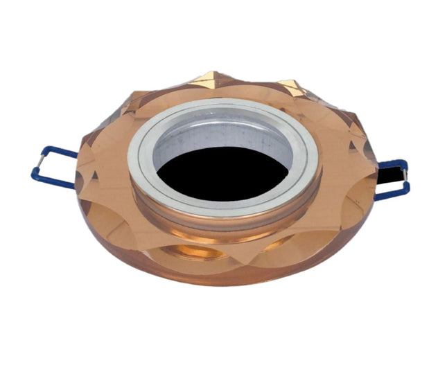 Supporto GU10 in Alluminio e Vetro Caffè 60mm Tondeggiante per Lampade LED enzoled