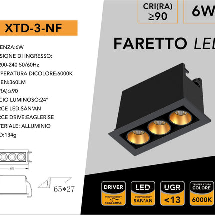 Lampada Soffitto 6W 6000K Bianca, Alluminio - Illuminazione per Cucina enzoled