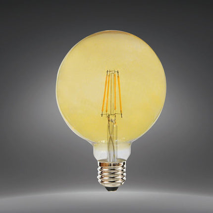 LAMPADINA LED GLOBO G125 A FILAMENTO VINTAGE 12W E27 VETRO AMBRATO LUCE CALDA 2600K enzoled
