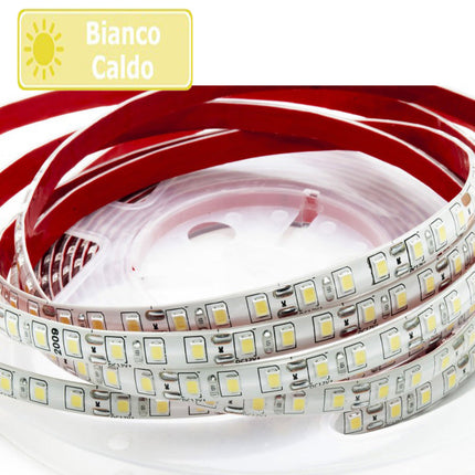 Striscia led 2835 strip flessibile da 5 metri bobina adesiva 600 led smd per interno e esterno IP55 enzoled