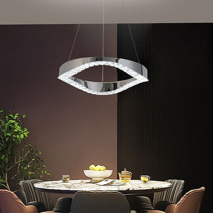 Lampadario da soffitto bianco 25W 8000K - Acciaio inox + cristallo, luce fredda cristallina enzoled