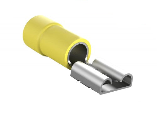 50 Terminali Capicorda Femmina FDD5.5-250 Gialli per Cavi 4-6mm² – Connettori Elettrici Isolati enzoled