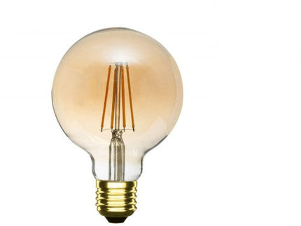 LAMPADINA LED GLOBO G125 A FILAMENTO VINTAGE 12W E27 VETRO AMBRATO LUCE CALDA 2600K enzoled