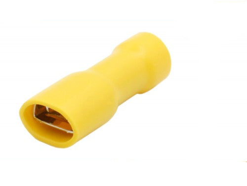 50 Terminali Capicorda Femmina Isolati FDFD5.5-250 Gialli per Cavi 4-6mm² – Connettori Elettrici Faston enzoled