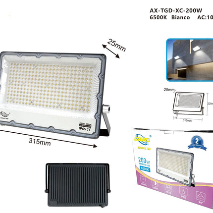 Faretto LED da Esterno Professionale 10W 20W 30W 50W 100W 200W 300W IP65, Design Slim, Impermeabile, Lunga Durata - Ideale per Giardini, Cortili e Aree Commerciali - enzoled