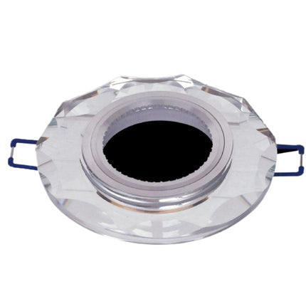 Supporto Faretto Circolare in Alluminio+Vetro - Foro 60mm, Design Argentato con Cristalli, Elegante per Illuminazione enzoled
