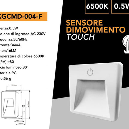 Luce notturna a led 0.5 watt con accensione touch lampada con spina punto luce enzoled