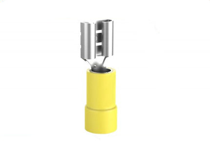 50 Terminali Capicorda Femmina FDD5.5-250 Gialli per Cavi 4-6mm² – Connettori Elettrici Isolati enzoled