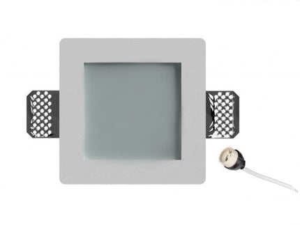 Supporto Portafaretto in Gesso Quadrato Incassato Copertura Vetro Opaco per GU10/MR16 - Bianco enzoled