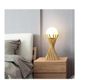 LAMPADA DA TAVOLO TUBOLARE IN BRONZO E SFERA IN VETRO ATTACCO PER LAMPADINA G9 enzoled