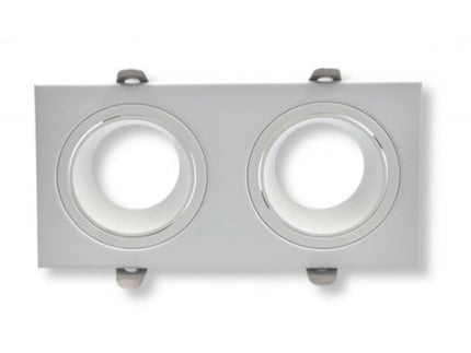 Portafaretto Universo P38-GU10-B2 - Doppio Rettangolare in Metallo Orientabile Bianco, Incassato per Lampadine GU10/GU5.3 enzoled