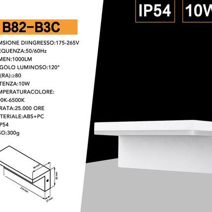 Applique a led 10 watt lampada da parete per balconi giardino IP54 CCT switch enzoled