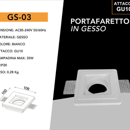 Supporto Portafaretto in Gesso Bianco per Illuminazione Decorativa enzoled