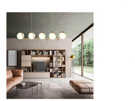 LAMPADARIO A SOSPENSIONE DA SOFFITTO TWISTER CON 5 SFERE IN VETRO ATTACCHI PER LAMPADINE G9 enzoled