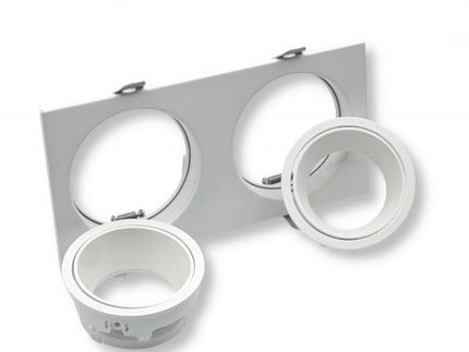 Portafaretto Universo P38-GU10-B2 - Doppio Rettangolare in Metallo Orientabile Bianco, Incassato per Lampadine GU10/GU5.3 enzoled