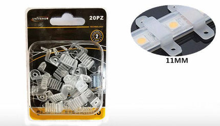 20 Clip di Fissaggio per Strisce LED 11mm – Ganci in Plastica Trasparente enzoled