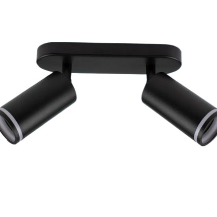 Supporto Faretto 2XGU10 in Alluminio+Metallo - Colore Nero, Design Compatto per Illuminazione Murale enzoled