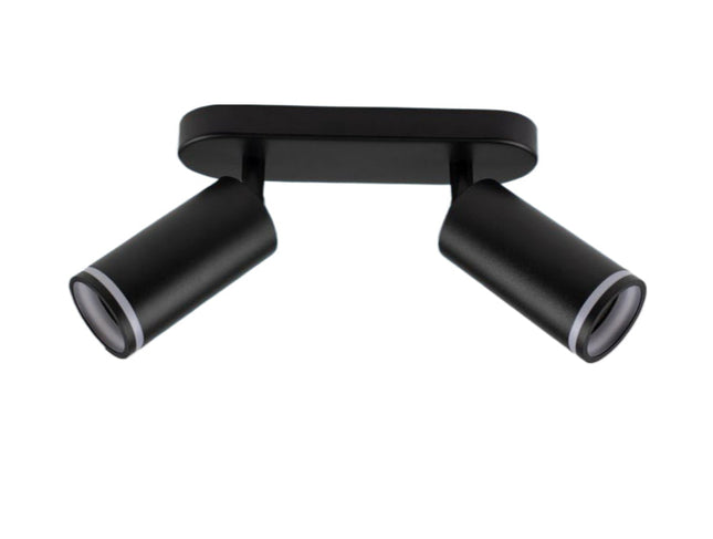 Supporto Faretto 2XGU10 in Alluminio+Metallo - Colore Nero, Design Compatto per Illuminazione Murale enzoled