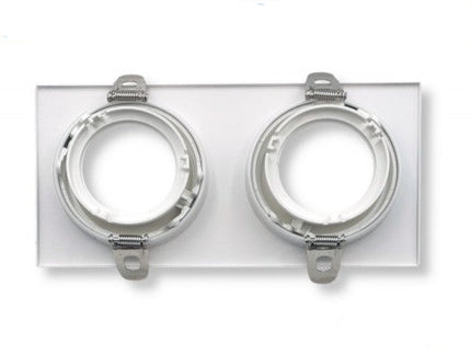 Portafaretto Universo P38-GU10-B2 - Doppio Rettangolare in Metallo Orientabile Bianco, Incassato per Lampadine GU10/GU5.3 enzoled