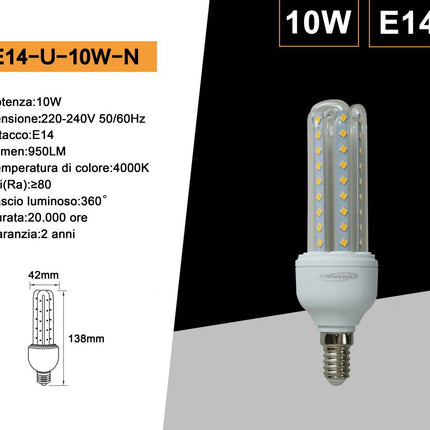 Lampadina LED E14 10W 4000K – 800LM luce neutra per cucina e ufficio enzoled