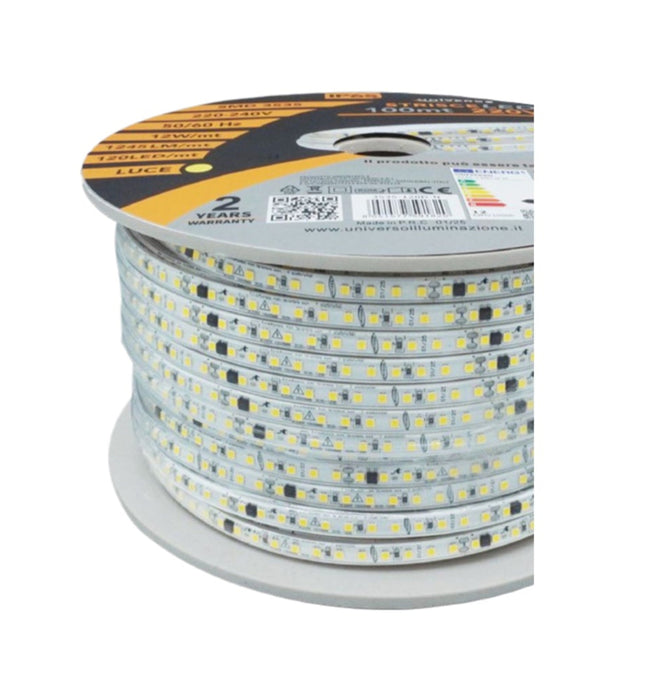 Strisce LED alta tensione 10cm taglio senza fili blu - 100m 120 LED/m, PVC 8mm - 20 spine per installazione enzoled