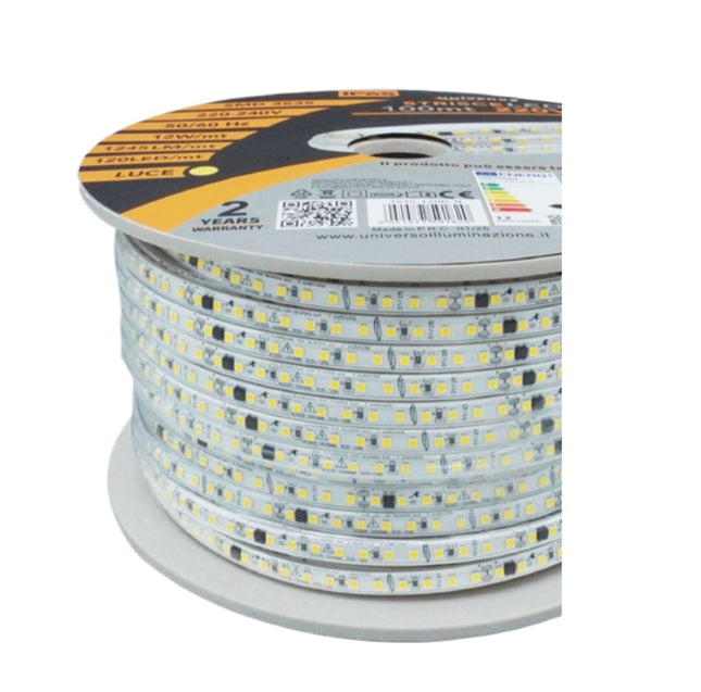 Strisce LED alta tensione 10cm taglio senza fili verde - 100m 120 LED/m, PVC 8mm - 20 spine per installazione professionale enzoled