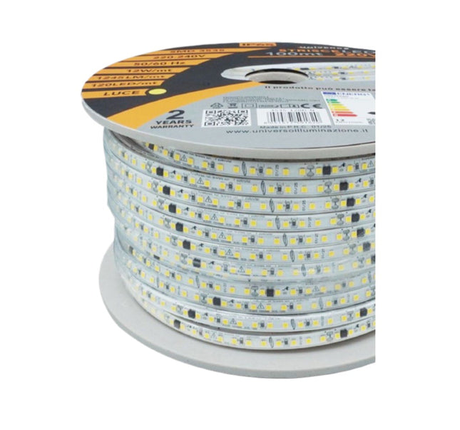 Strisce LED alta tensione 10cm taglio senza fili rosso - 100m 120 LED/m, PVC 8mm - 20 spine per installazione professionale enzoled