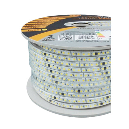 Strisce LED alta tensione 10cm taglio senza fili viola - 100m 120 LED/m, PVC 8mm - 20 spine per installazione professionale enzoled