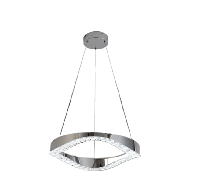 Lampadario da soffitto bianco 25W 8000K - Acciaio inox + cristallo, luce fredda cristallina enzoled