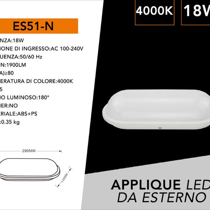APPLIQUE DA MURO/18W/4000K/1900LM - enzoled