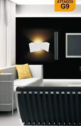 Applique da parete in gesso rettangolare incrociato doppia emissione up e down lampada contemporanea con attacco g9 enzoled