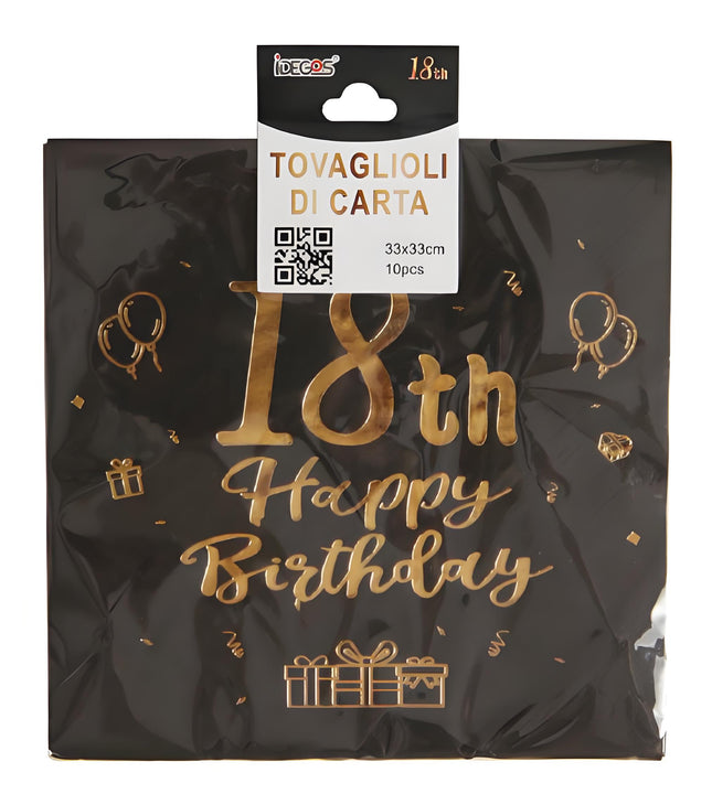 Tovaglioli di Carta 18 Anni per Feste (Confezione da 12)