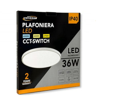 Plafoniera LED Universo LV-480-B3C - Ultra Slim, 36W, Rotonda 48cm, IP40, Bianco, CCT 3-in-1 Cambia Colore Luce enzoled