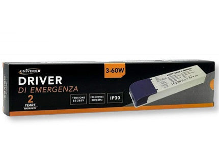 Driver di Emergenza Universo NA02-F60 - Per Lampade LED 3W-60W, Autonomia 300 Minuti, Uscita DC 220V enzoled