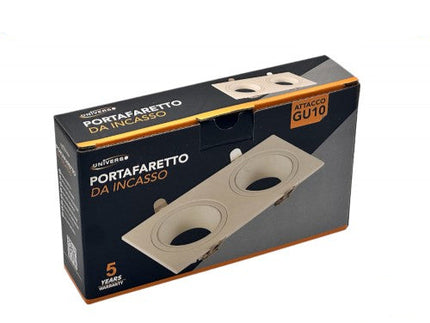 Portafaretto Universo P38-GU10-B2 - Doppio Rettangolare in Metallo Orientabile Bianco, Incassato per Lampadine GU10/GU5.3 enzoled
