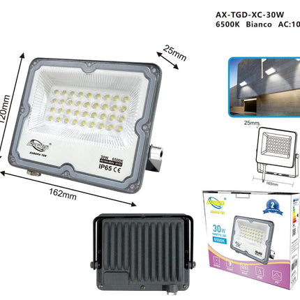 Faretto LED da Esterno Professionale 10W 20W 30W 50W 100W 200W 300W IP65, Design Slim, Impermeabile, Lunga Durata - Ideale per Giardini, Cortili e Aree Commerciali - enzoled