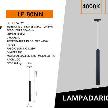 LAMPADA DA SOFFITTO/3W/4000K/NERO - enzoled