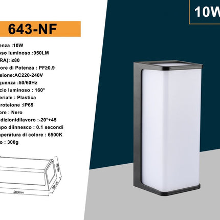 APPLIQUE ESTERNO/NERO/10W/6500K - enzoled